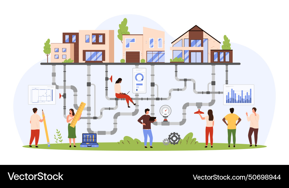 Development of engineering underground networks Development of engineering underground networks vector image