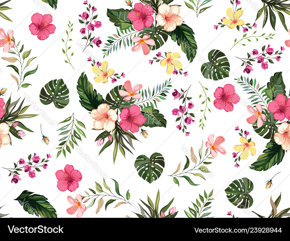 Floral tropical seamless pattern background wi Floral tropical seamless pattern background wi vector image