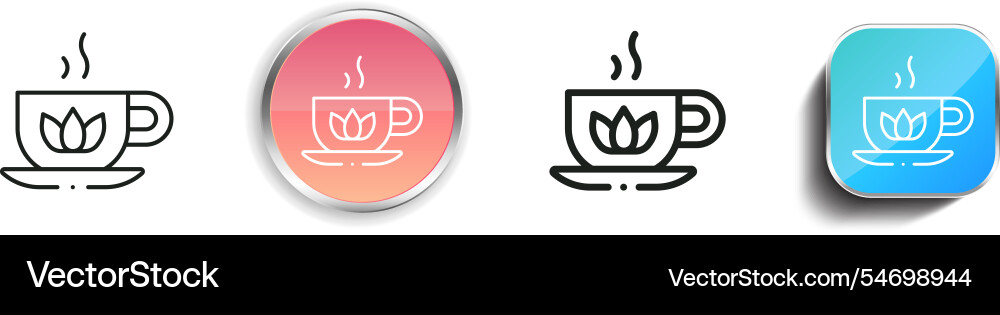 Herbal tea icon thin linear regular and button Herbal tea icon thin linear regular and button vector image