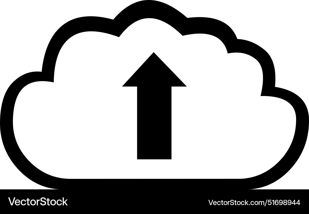 Icon cloud uploading file black and white Vector Image
