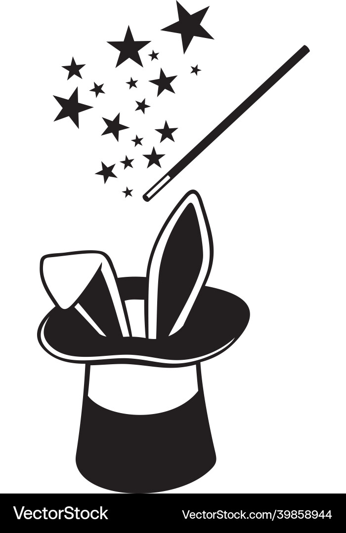Magic hat wand and rabbit Magic hat wand and rabbit vector image