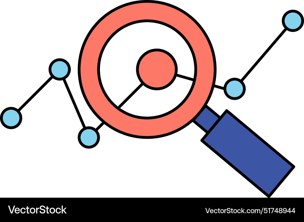 Magnifying glass analyzing data points Vector Image