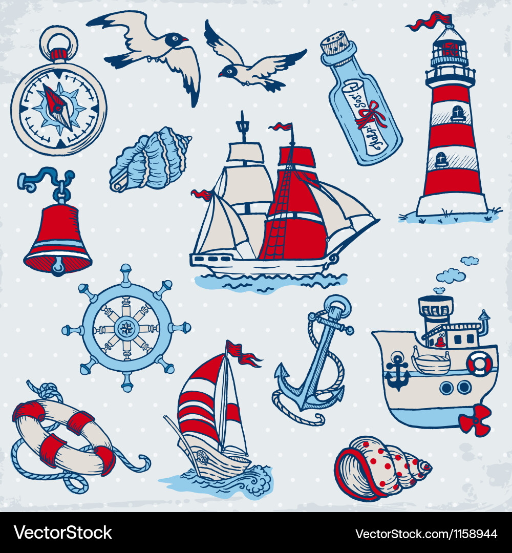 Nautical Sea Elements Vector Image