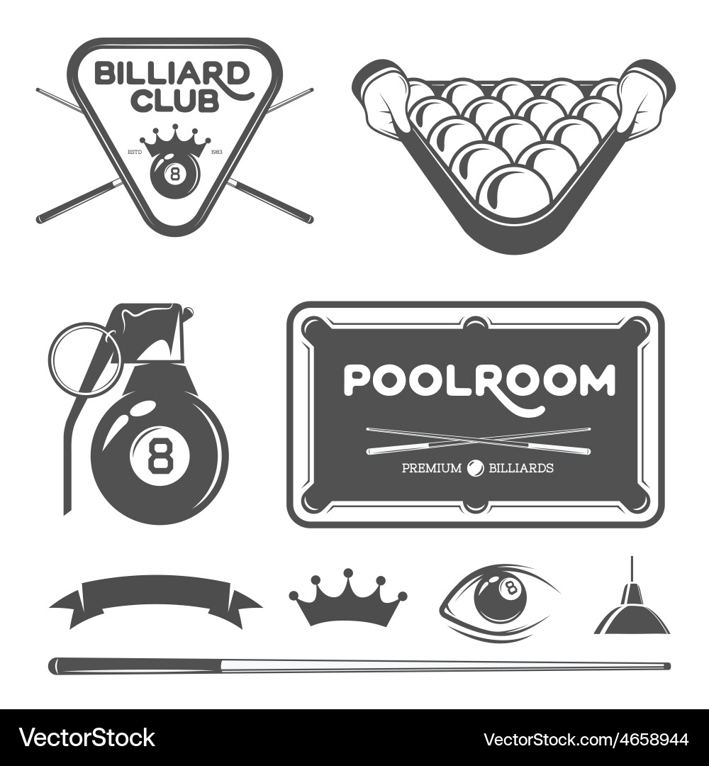Poolroom set Royalty Free Vector Image - VectorStock