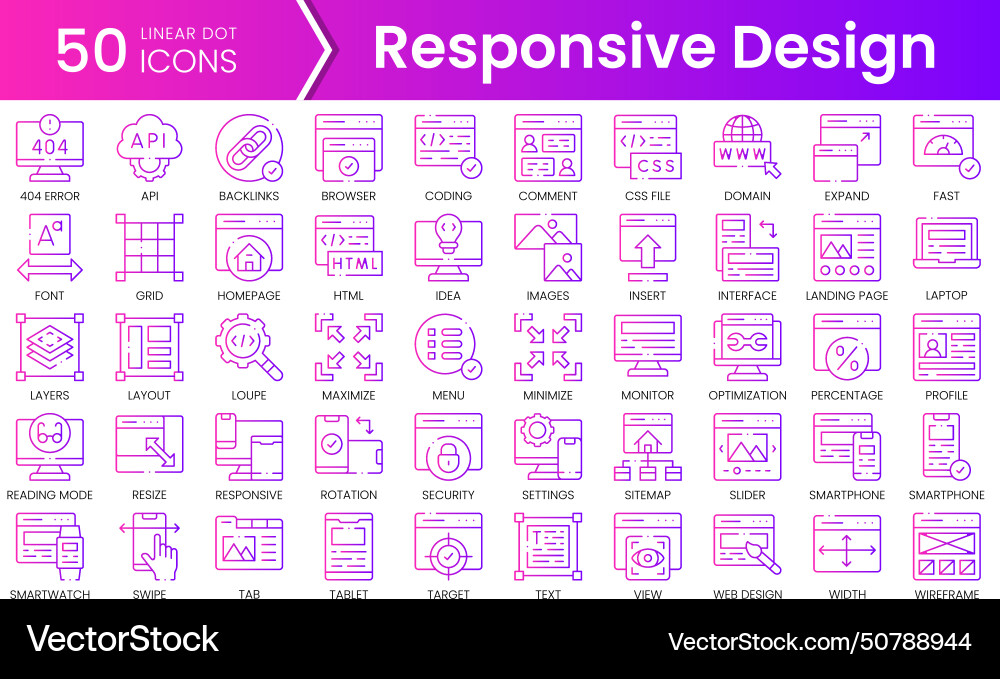 Set of responsive design icons gradient style vector image