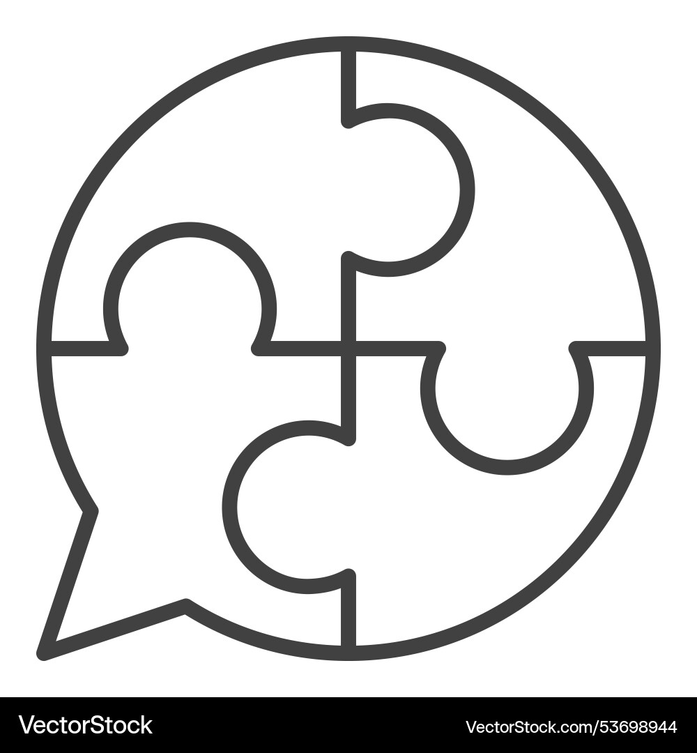 Speech bubble with jigsaw puzzle linear icon Speech bubble with jigsaw puzzle linear icon Vector Image