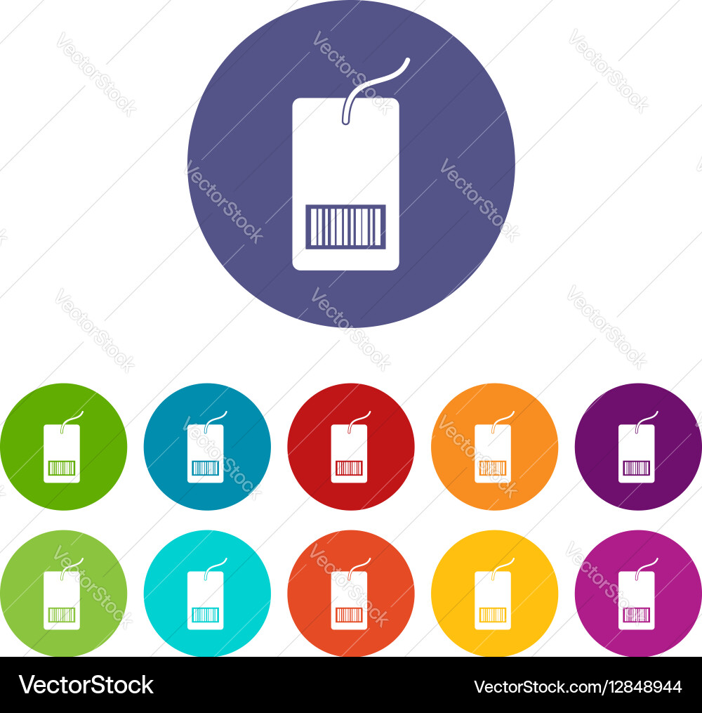 Tag with bar code set icons vector image