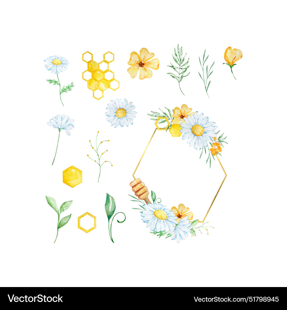 Aquarell Blumenrahmen mit Wabenschwanz Aquarell Blumenrahmen mit Wabenschwanz vektorbild