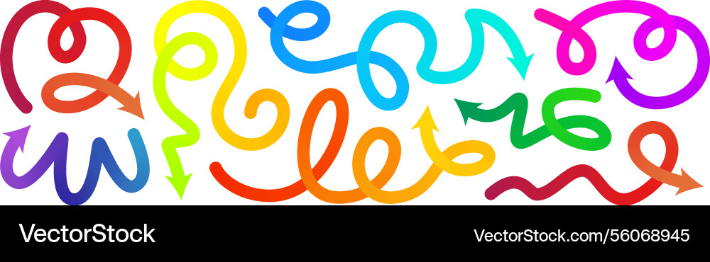 Arrow gradation squiggly gradient line set Arrow gradation squiggly gradient line set vector image