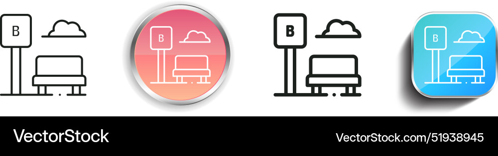 Bus stop icon thin linear regular and button vector image