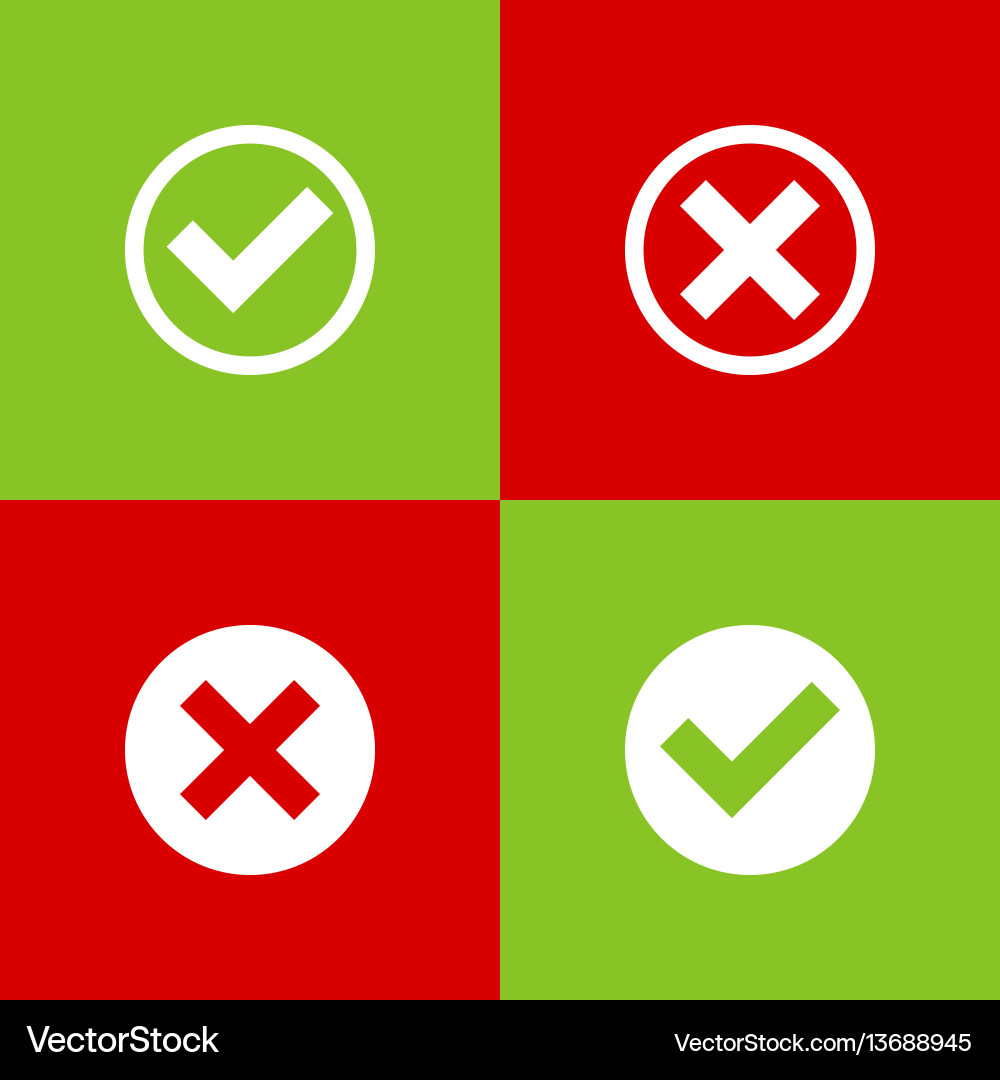 Checkmark and X Buttons Vector Image