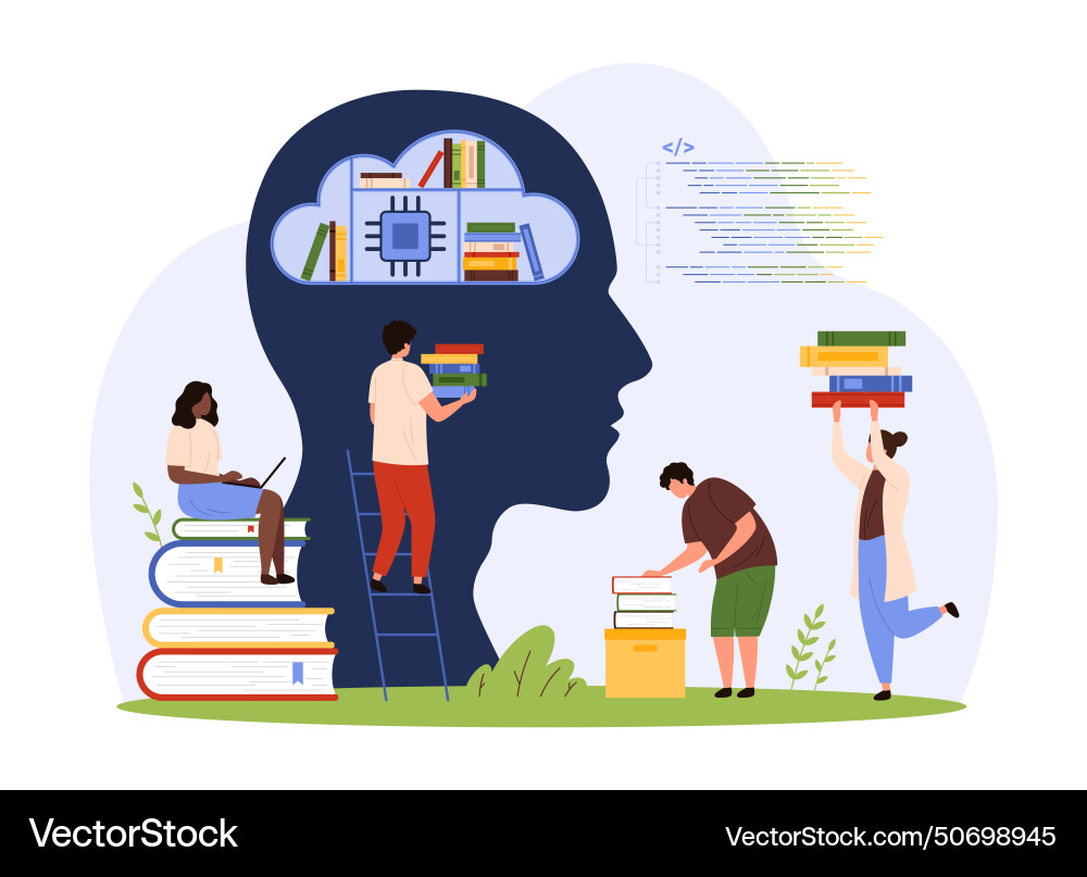 Digital data storage automation in cloud library Digital data storage automation in cloud library vector image
