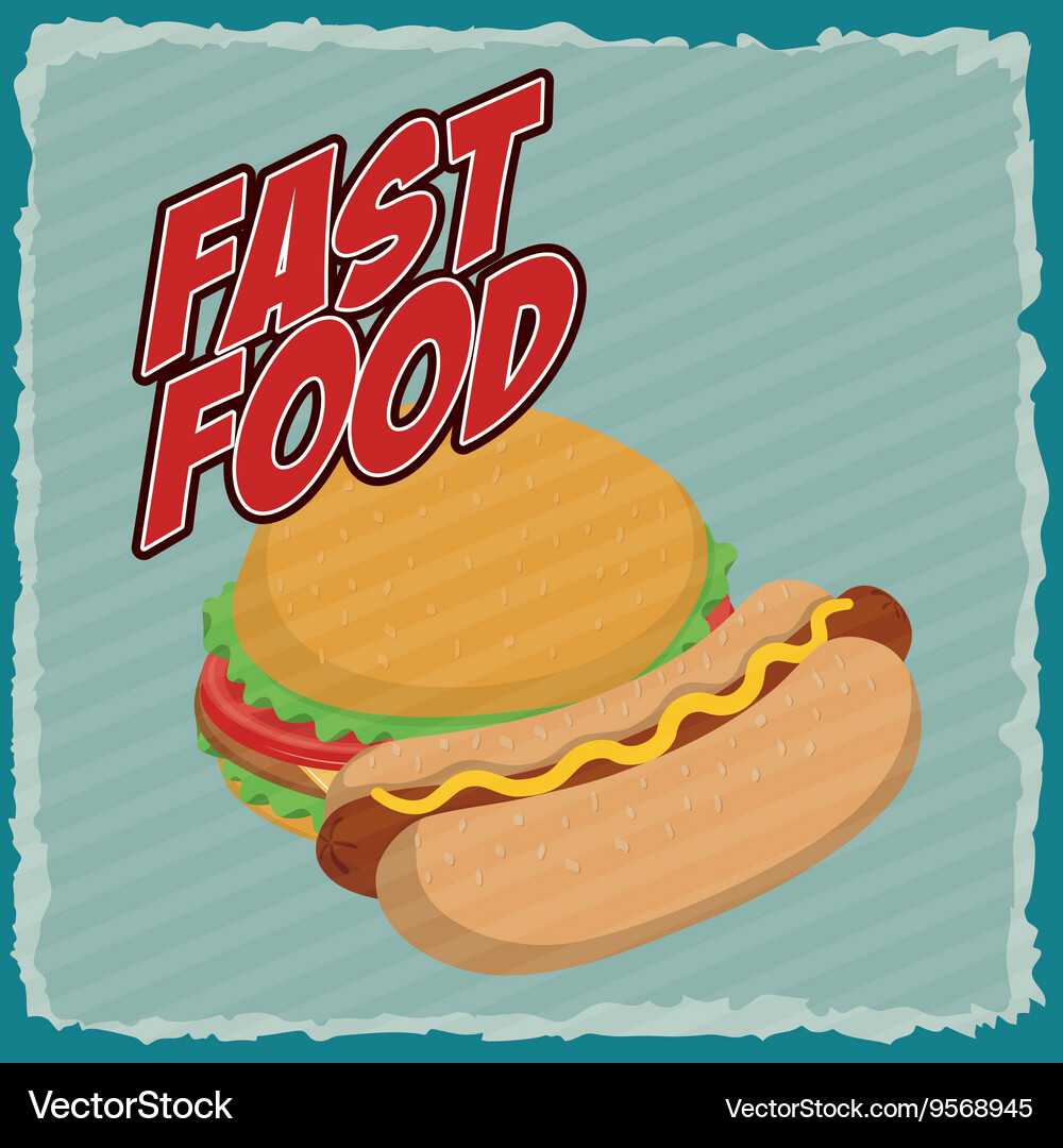 Hamburger und Hot Dog Ikone Fast Food Design Vektorbild