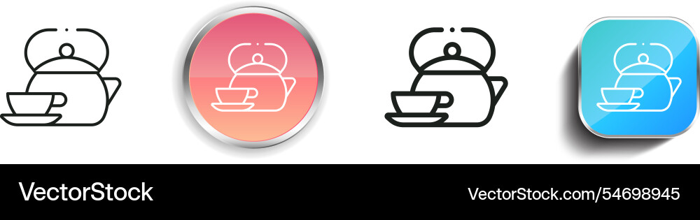 Herbal tea icon thin linear regular and button Vector Image