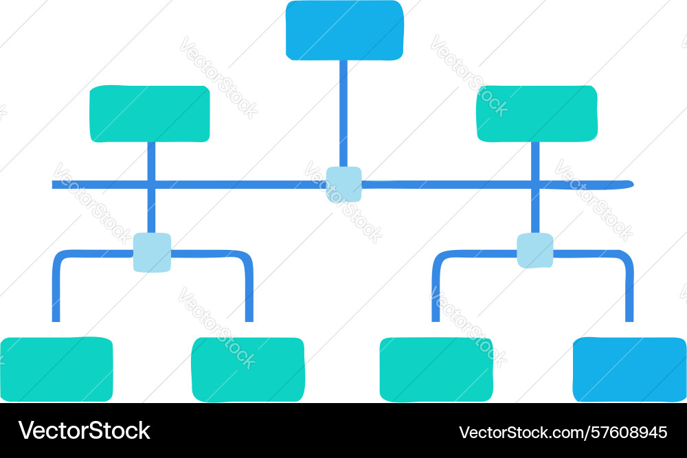 Layered hierarchical diagram structure and flow vector image