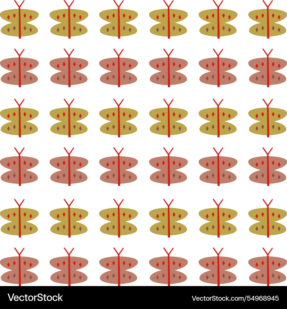 Retro spring butterflies design pattern vector image