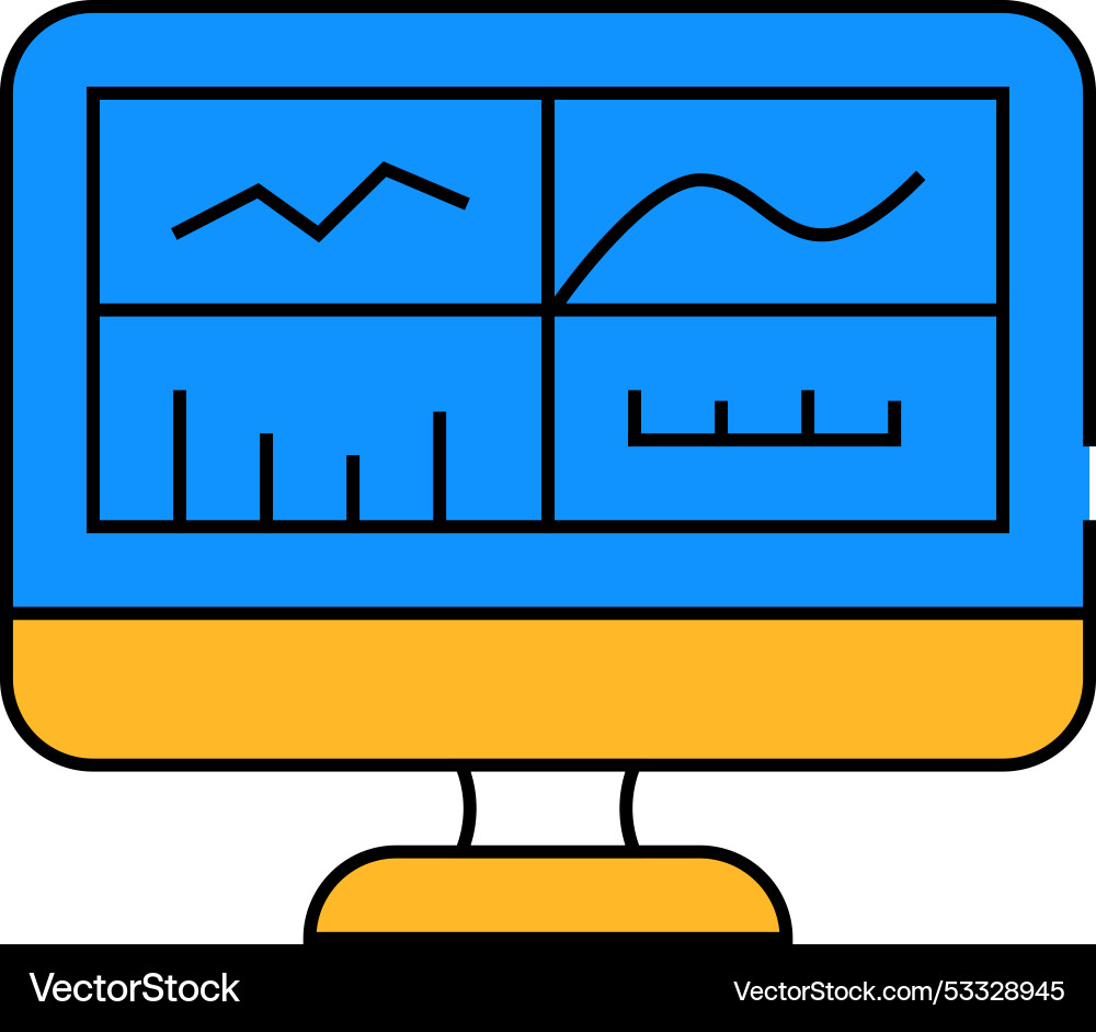 Testing graphs on computer screen icon color Vector Image