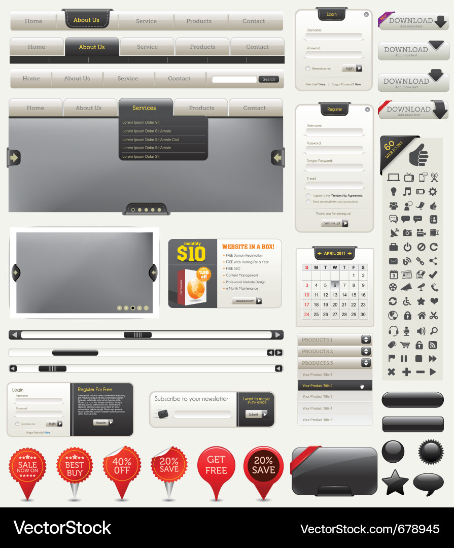 Website UI Kit - Modern Elements vector image