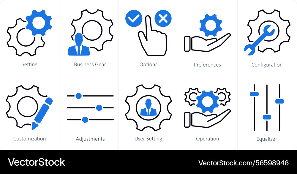 A set of 10 settings and configuration icons Vector Image