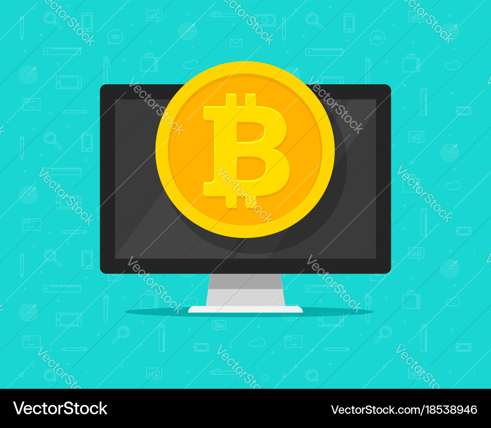 Bitcoin on Computer Screen vector image