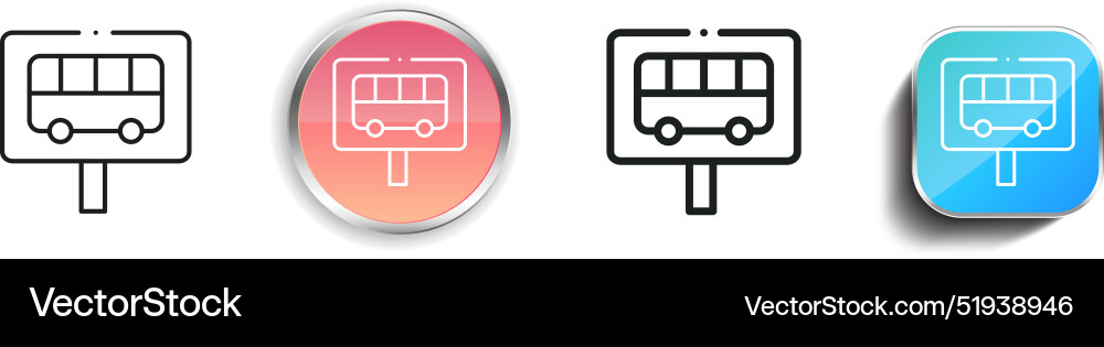 Bus stop icon thin linear regular and button Bus stop icon thin linear regular and button vector image