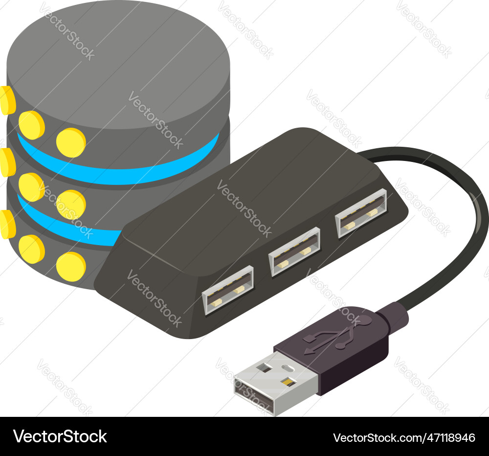 Database equipment icon isometric network vector image