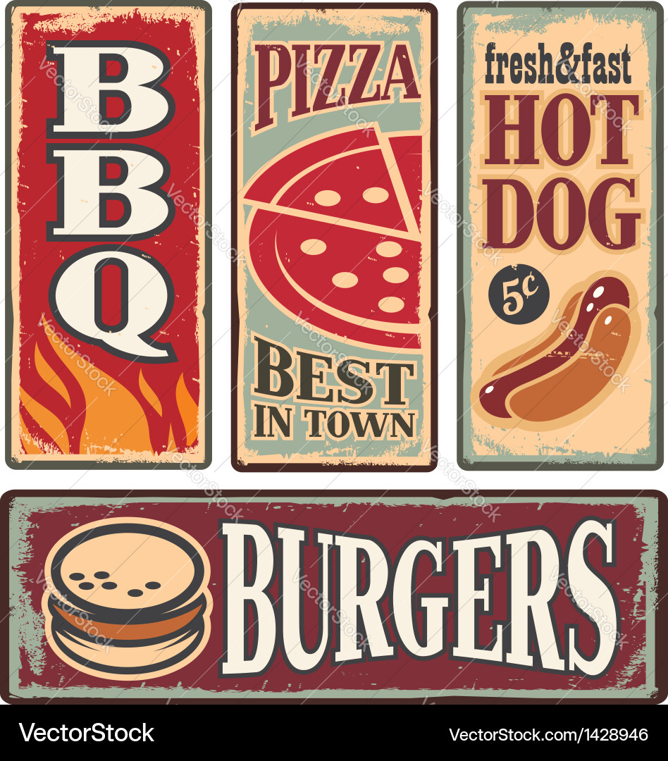 Retro Fast Food Signs Royalty Free Vector Image