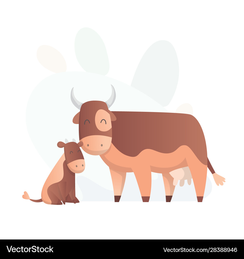Two cow look at each other animals mom and baby Two cow look at each other animals mom and baby vector image
