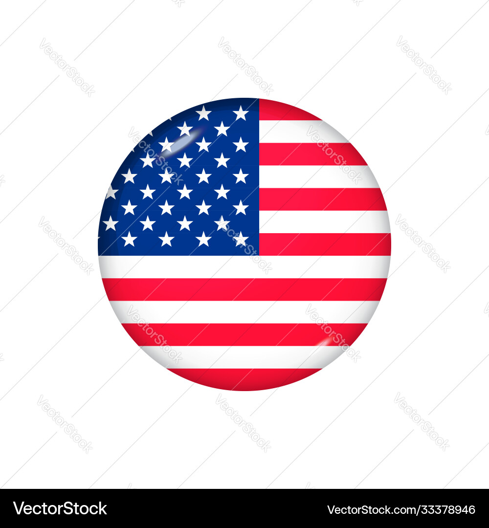United States Flag Button Icon Vector Image