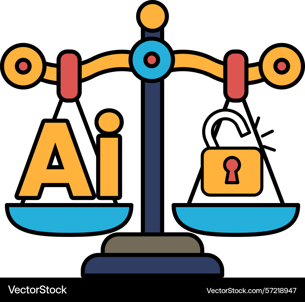 A scale with the word ai on one side and lock A scale with the word ai on one side and lock vector image