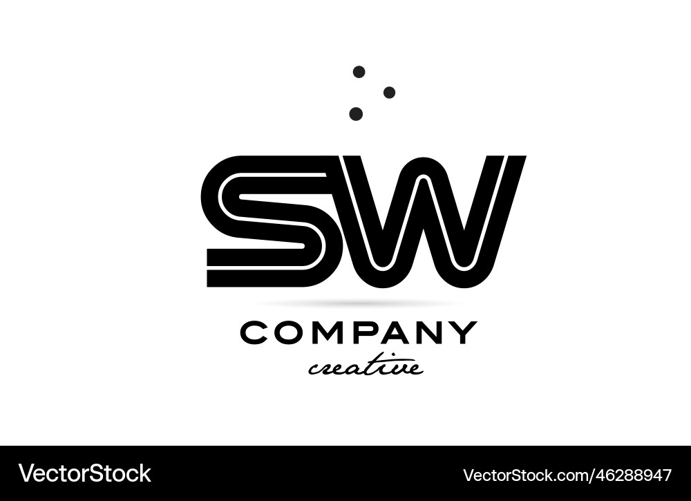 Bold White & Black Letter Logo with Dots Vector Image