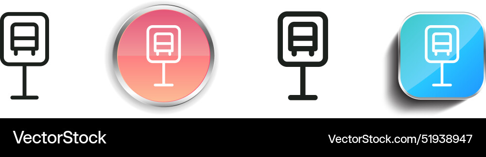 Bus stop icon thin linear regular and button Bus stop icon thin linear regular and button vector image