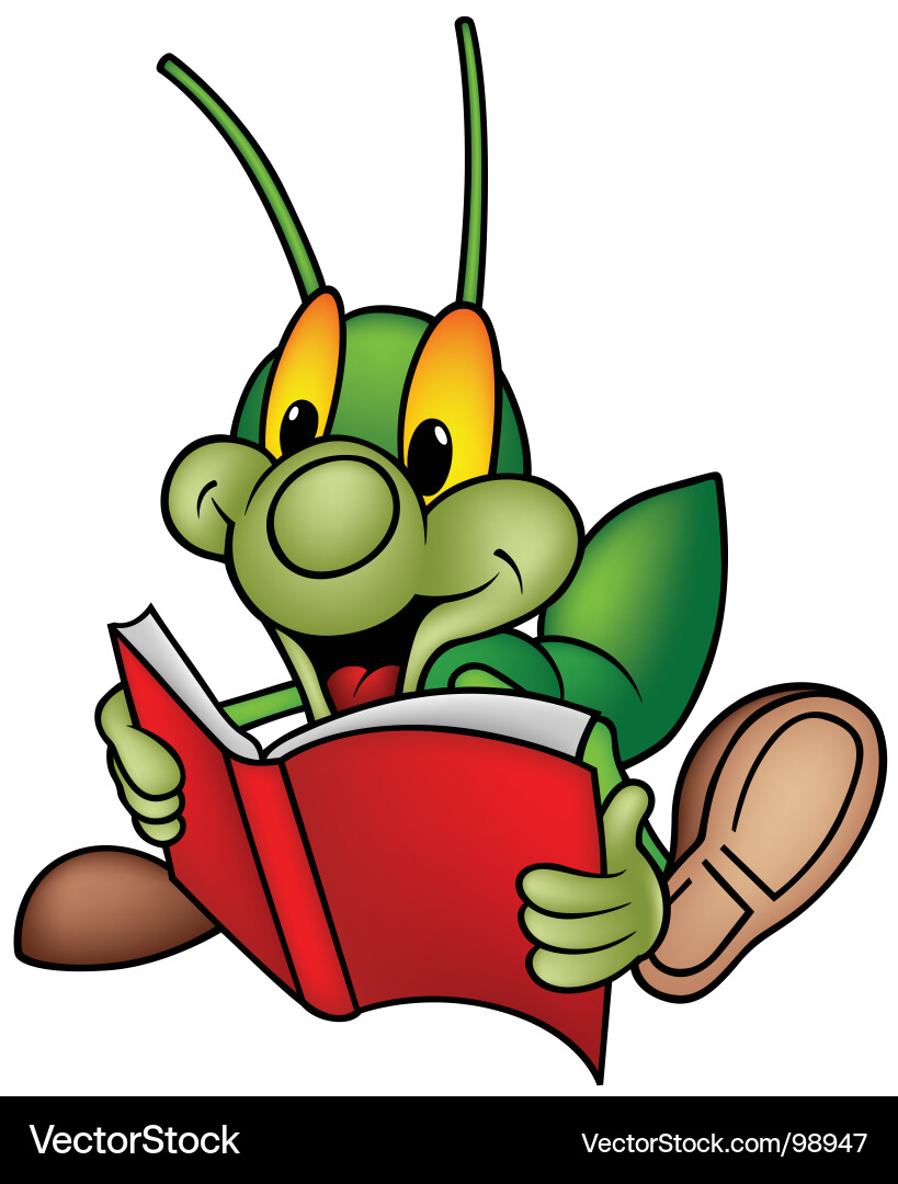 Cheerful Bug Reading vector image