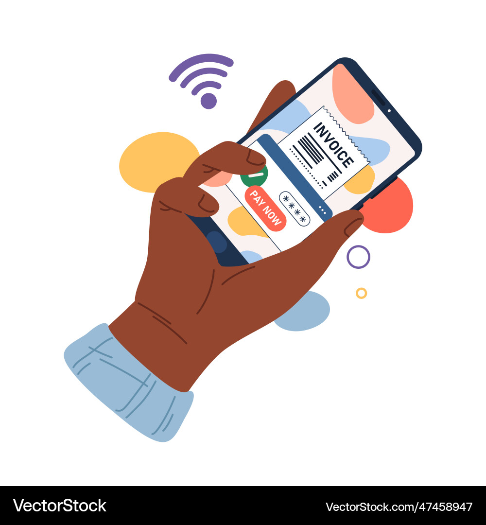 Flat smartphone payment app screen image Flat smartphone payment app screen image vector image