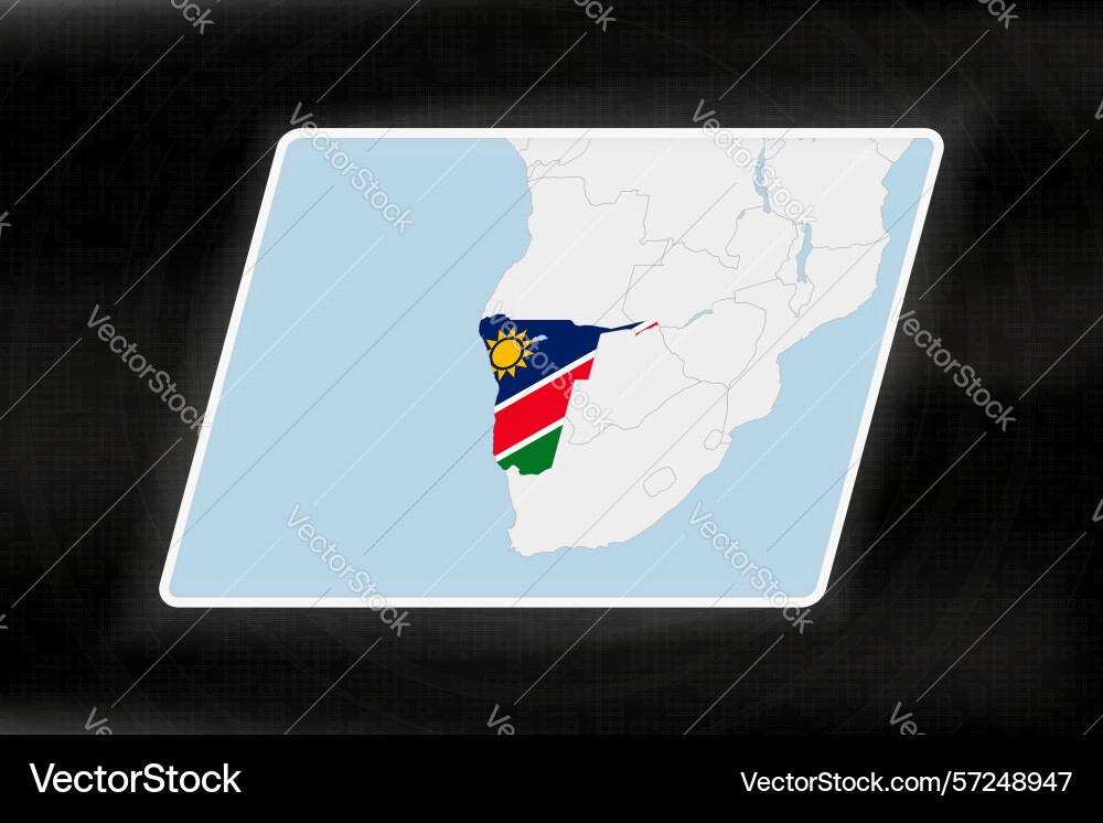 Namibia highlighted in flag colors on geographic Namibia highlighted in flag colors on geographic Vector Image