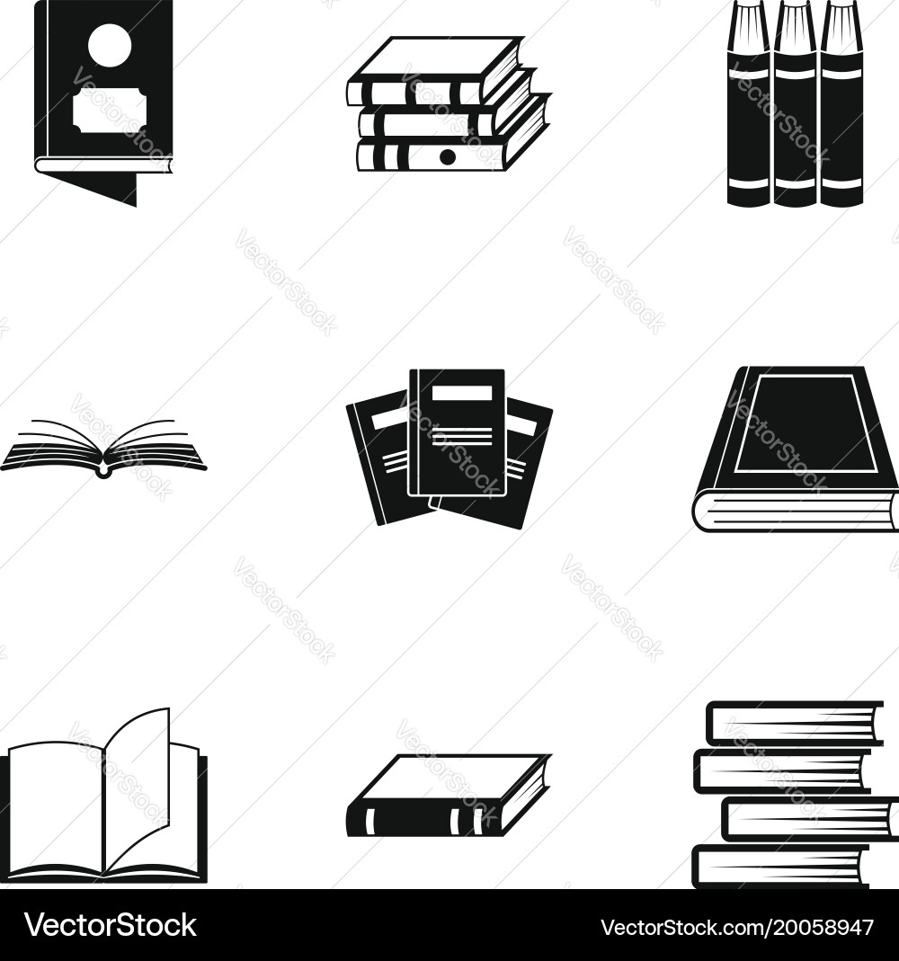 Reference icons set simple style Vector Image