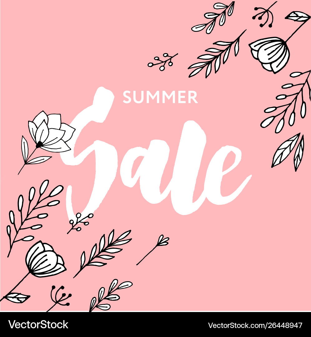 Summer sale card template hand drawn lettering Summer sale card template hand drawn lettering vector image