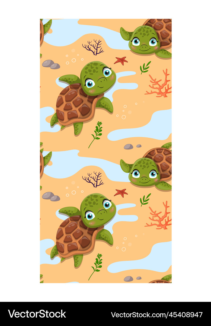 Turtle seamless pattern Turtle seamless pattern vector image