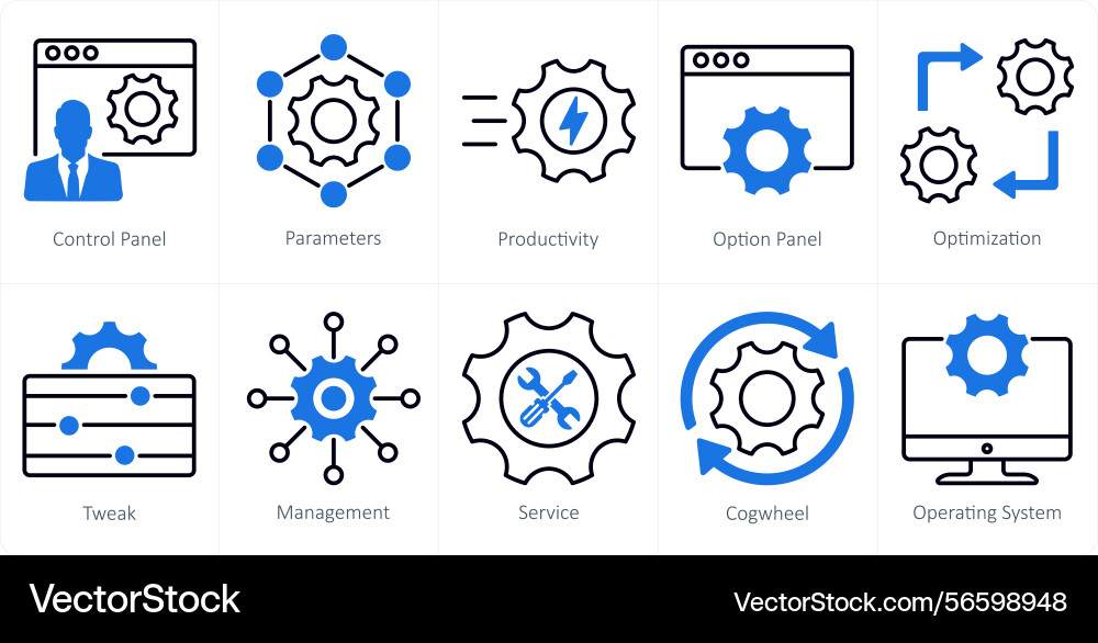 A set of 10 settings and configuration icons Vector Image