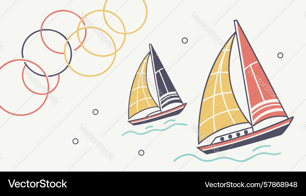Abstract sailboats with colorful dynamic lines Vector Image