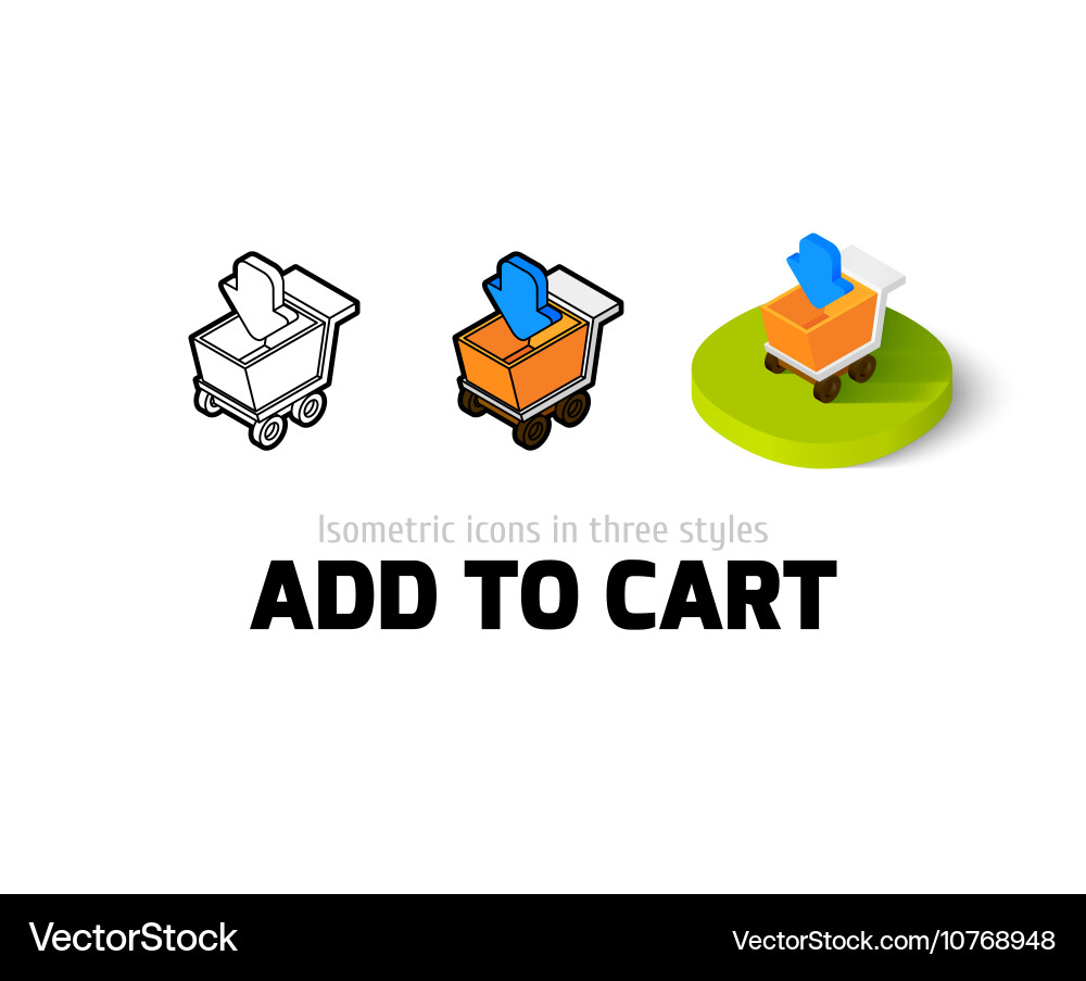 Add to cart icon in different style Vector Image