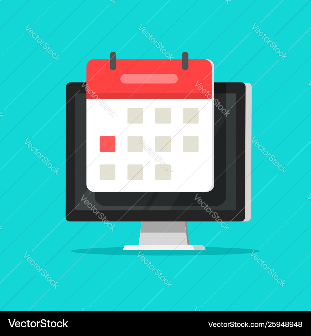 Calendar App on Computer Screen vector image