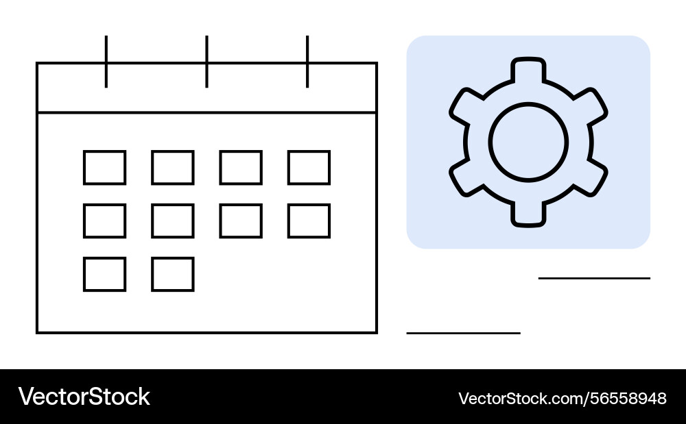 Calendar with gear icon representing scheduling Calendar with gear icon representing scheduling vector image