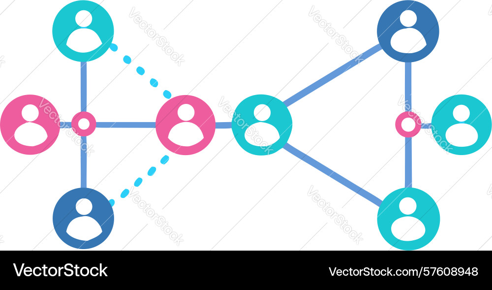 Interconnected network diagram with distributed vector image