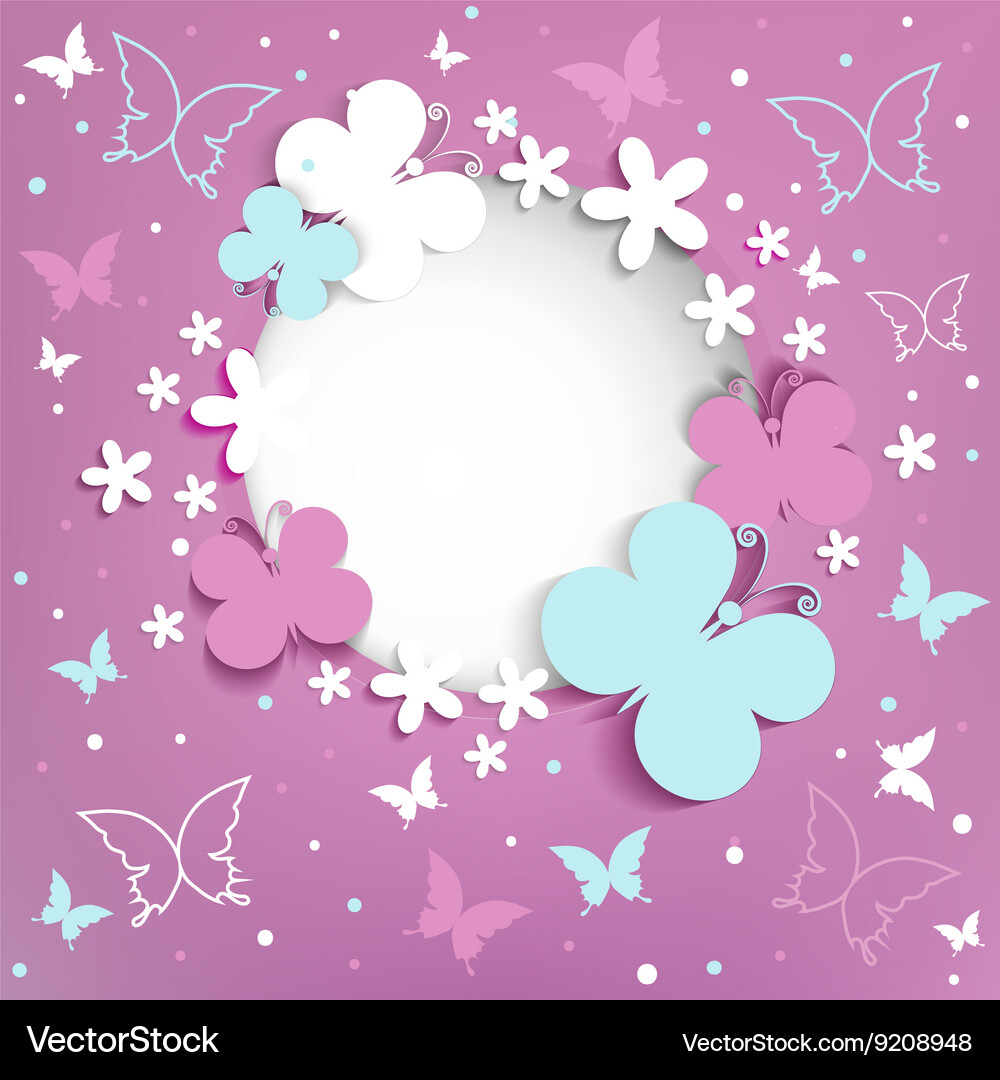 Pink Butterfly Frame Background – Royalty-Free Vector | VectorStock, image size:1000x1080