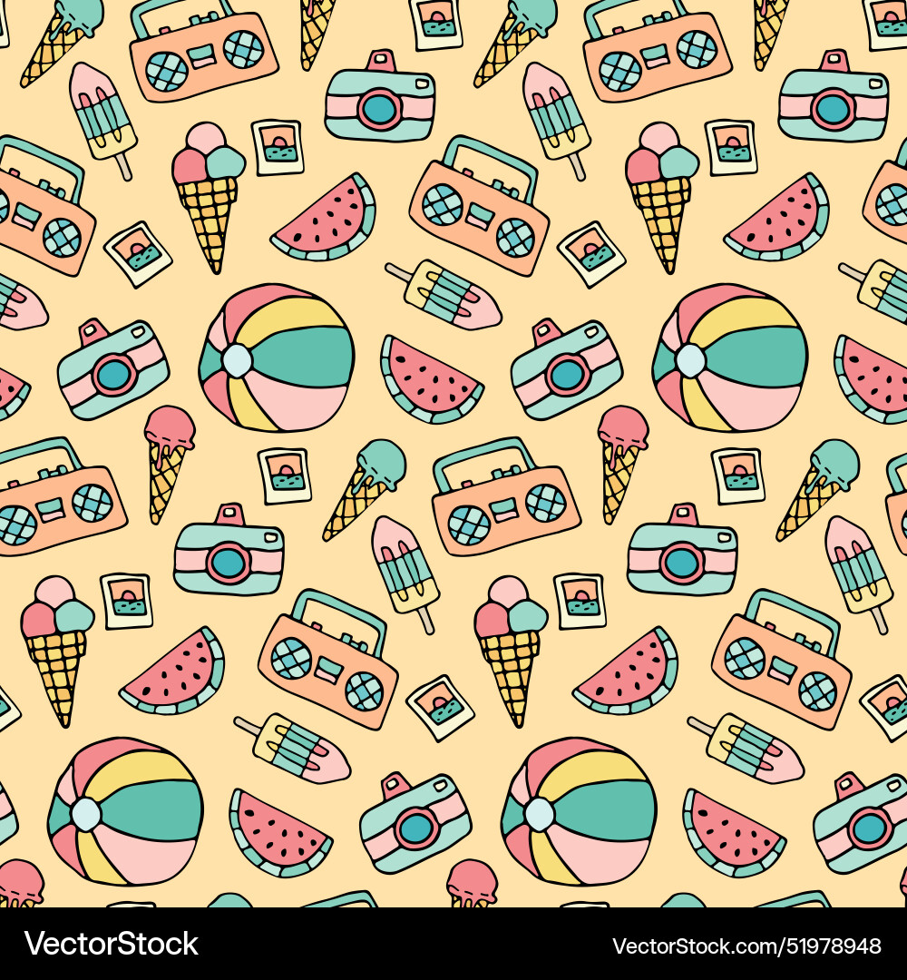 Retro summer vibes with this colorful seamless Vector Image