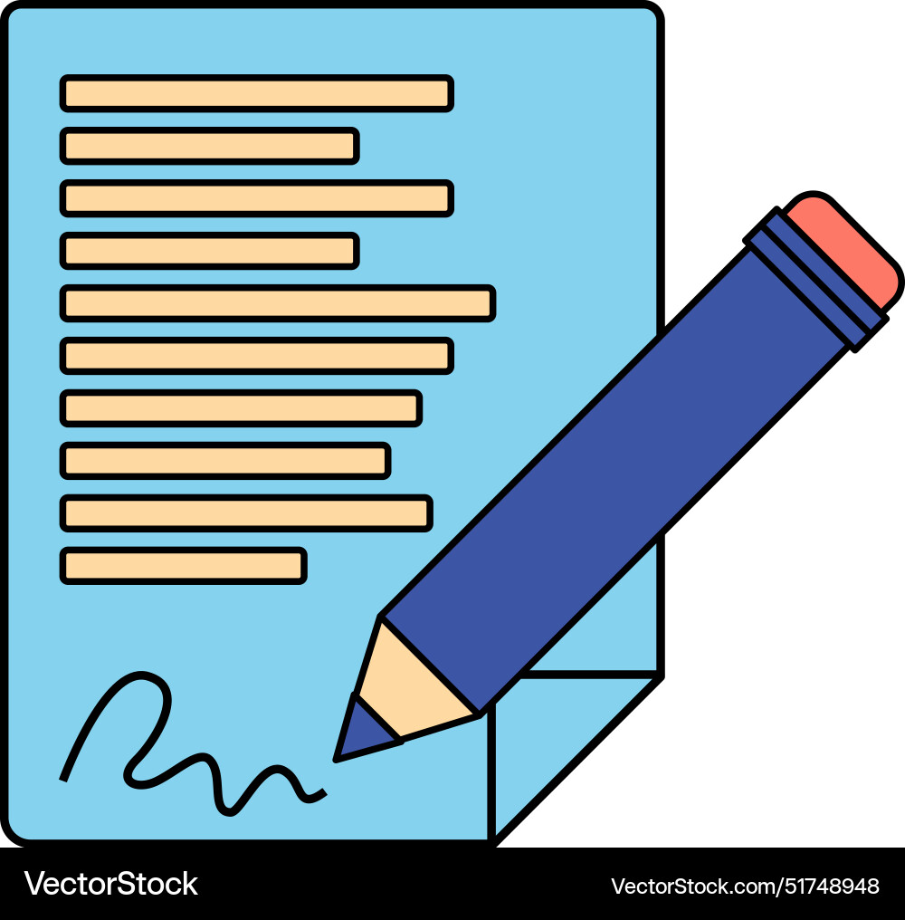 Signed document icon contract with signature Vector Image