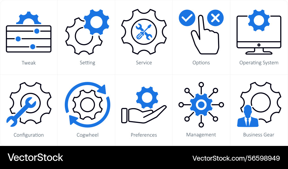 A set of 10 settings and configuration icons vector image