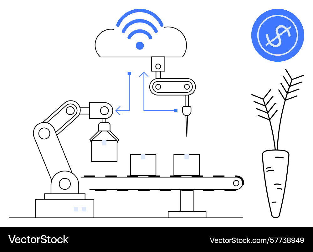 Automated smart farming with robotics and iot Automated smart farming with robotics and iot vector image