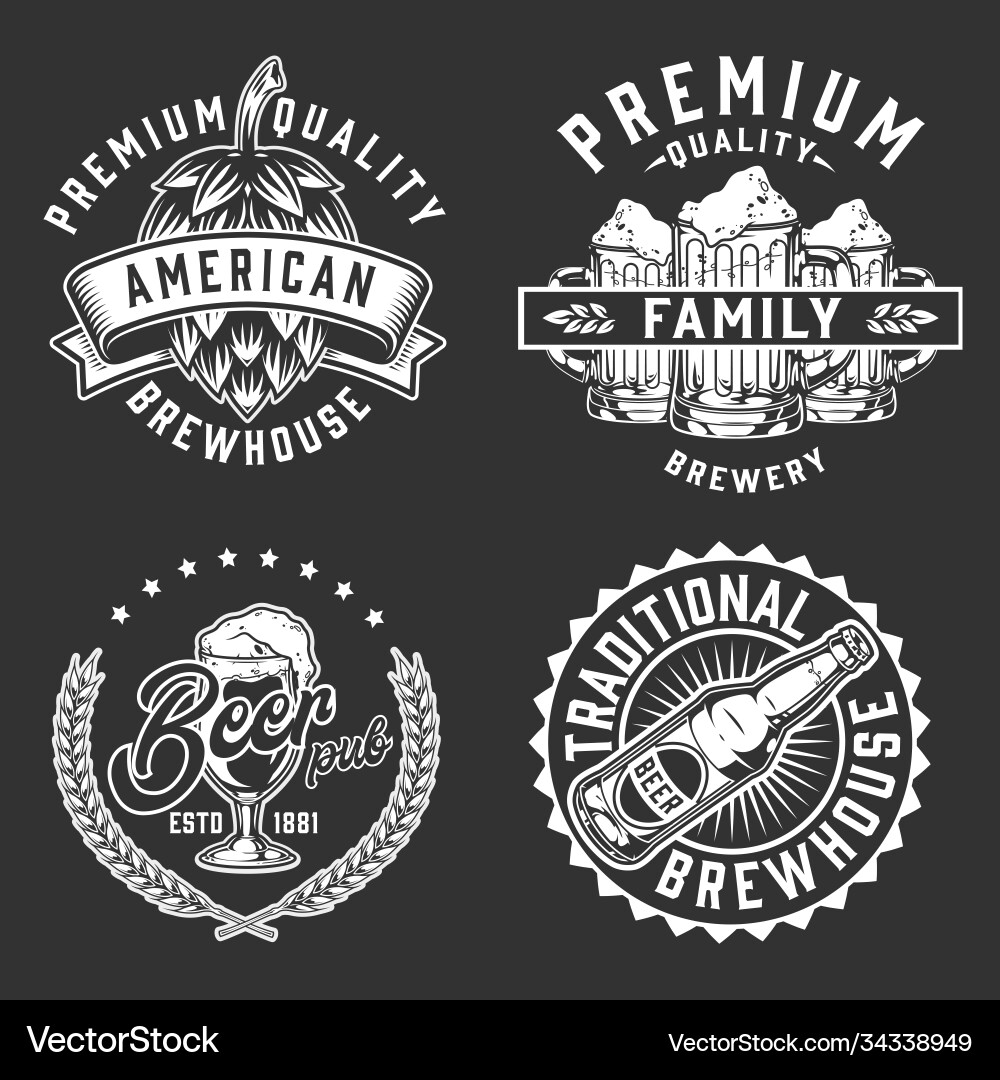 Brewery vintage emblems set Vector Image
